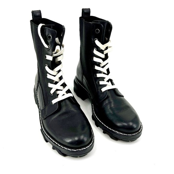 rag & bone Shoes - rag & bone Shiloh Combat Boots EUR 40 US 9.5 Black Leather White Laces Casual